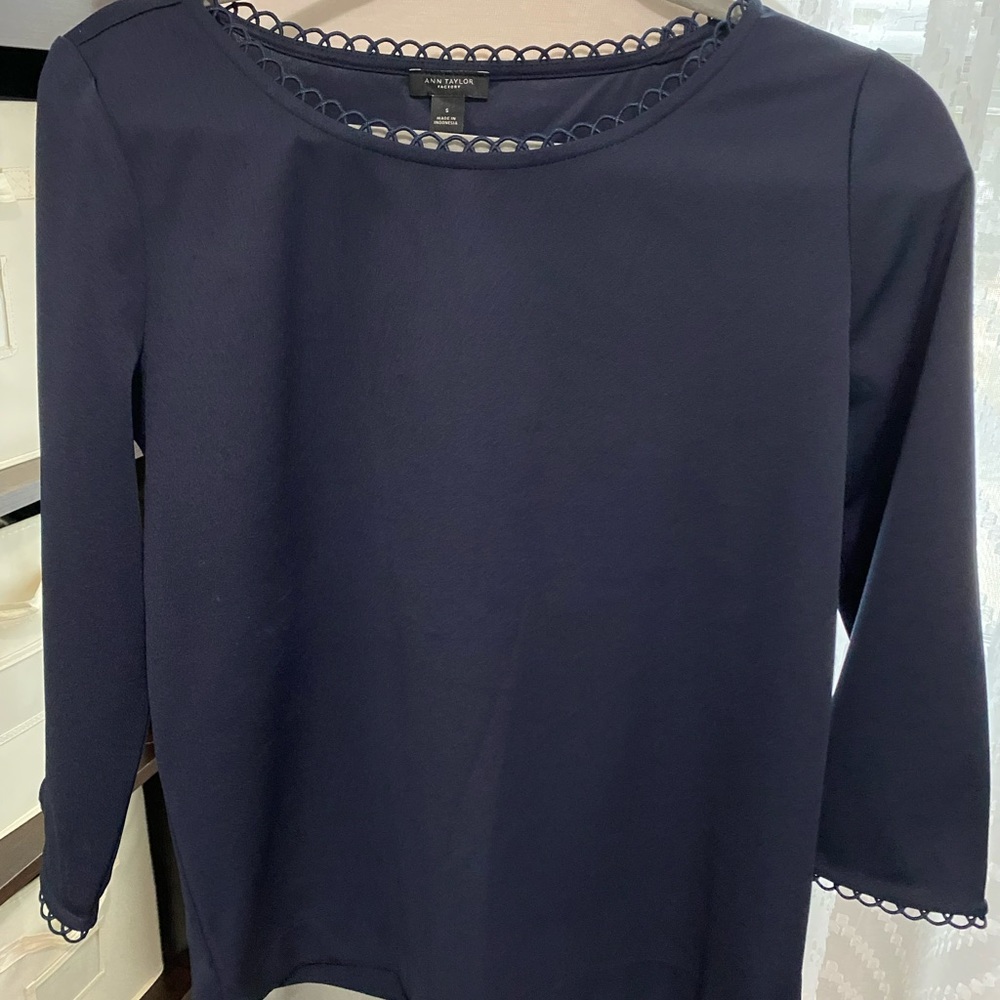 Navy Ann Taylor factor blouse